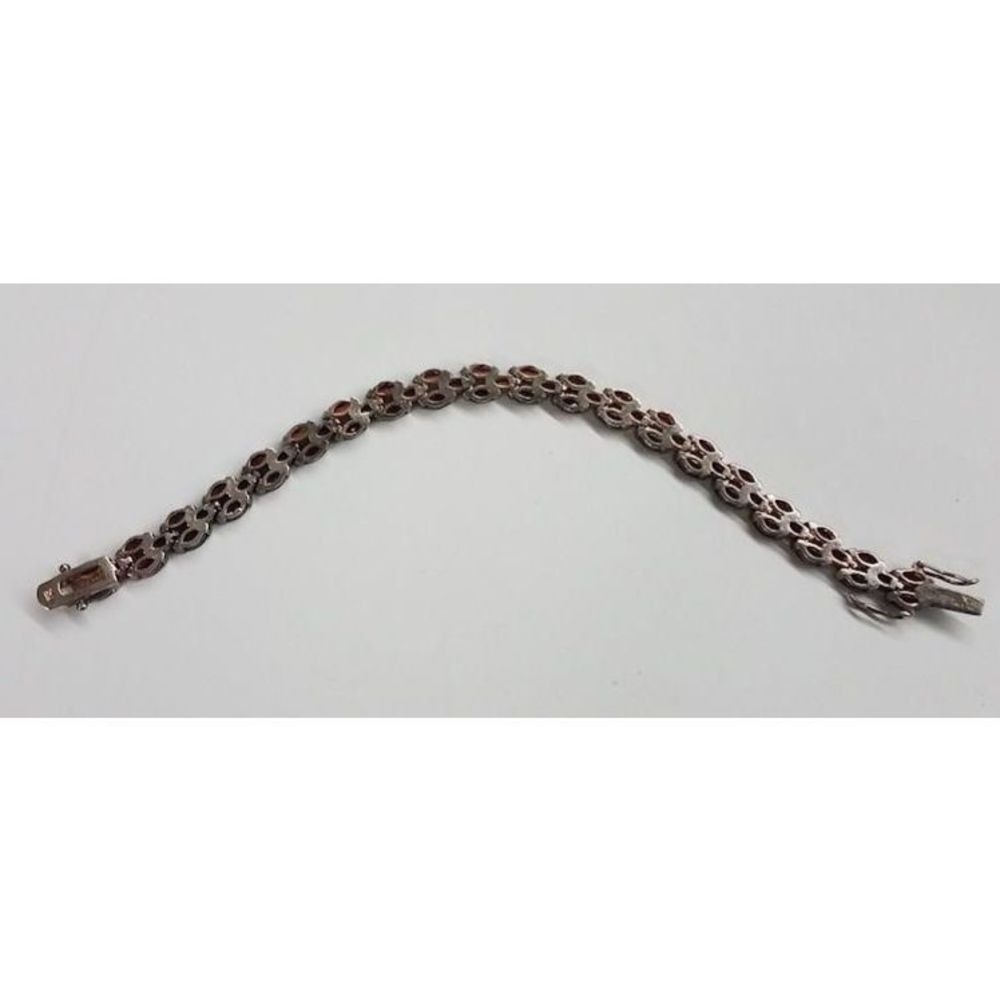 Sterling Silver & Garnet Bracelet - Picture 3 of 5